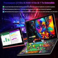 GOODTEL 10palcový tablet Android 13 PC 10GB RAM+64GB ROM (TF 1TB), 5G/2,4G WiFi+Bluetooth 5.0/GPS/Google GMS/Widgets/Funkce rozd